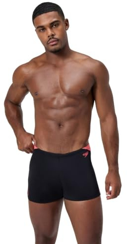 Speedo Men's Hyperboom Splice Aquashort Swimming Trunks | Quick Drying | Training | Fitness | Chlorine Resistant Swimwear, Coral Sands'', 36