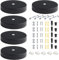 Laitejituan 5 Pièces Auvent de Plafond en Métal, 100 x 20 mm Rosace Plafond Cache Fil Noir, Cache Fil pour Lustre Plafond avec Accessoire D'Installation pour Salon, Couloir, Lustre de Cuisine