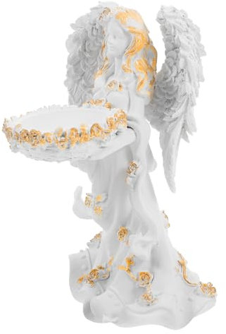 MAGICLULU Engelstatue Beleuchtete Kerzenständer Weihnachtsengel Kerzenhalter Hochzeitsengel Kerzenständer Figuren Kerzenhalter Rustikaler Engel Teelichthalter Urnen Hausglocke