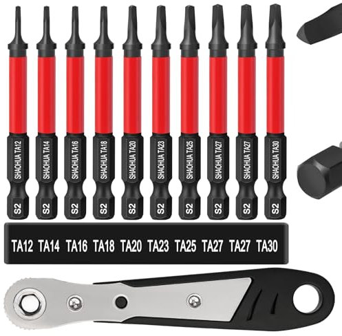 10 Stück Dreieck Schraubendreher Bits 65mm, CYLBAQ Hex Schaft Dreieck Kopf Schraubendreher Bits 12/14/16/18/20/23/25/27/30mm Magnetische Dreieck Schrauben Bit (65mm+Ratschen Wendeschrauber)