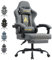 Symino Chaise de Gamer Ergonomique, Chaise Gaming avec Soutien Lombaire Repose-Pieds, Fauteuil de Bureau réglable et pivotant capacité de Charge 150 kg, Cuir PU Gris