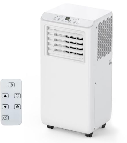 Tragbare Klimaanlage 8000 BTU mit Schnellkühlung, 54 dB Leise, Fernbedienung, 24 Stunden Timer mit Luftentfeuchter, AC Einheit