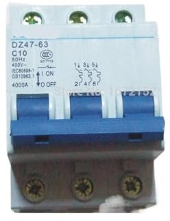 JEQGDLUI 3P 10A 400V~ 50HZ/60HZ Disjoncteur C Type