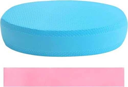 Ovale Schaumstoff-Balance-Pads Komfortables Balance Pad tragbares Gymnastik-Trainer-Board aus Thermoplastische Elastomere für Pilates Tanz Balance Training Physiotherapie(Blau)+Ein Yoga-Gummiband