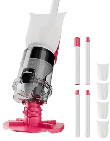 Aspirateur de piscine sans fil avec perche télescopique, aspiration puissante de 30 GPM, double filtration avancée, batterie remplaçable, 1 h d'autonomie, nettoyeur de piscine portatif pour piscines