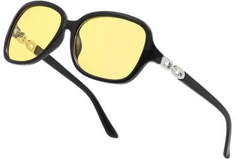 D Lolylad Nachtsichtbrille für Damen - Nachtfahrbrille für Autofahrer Autofahren Nacht gelbe Brille
