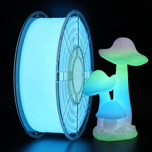 Kingroon PLA Filament Glow-in-the-Dark Rainbow Tints 3D-Drucker, mehrfarbiges PLA Filament, Maßgenauigkeit +/- 0,03 mm, 1KG Spule (2,2 lbs), 1,75 mm, Glow-in-the-Dark Rainbow Tints