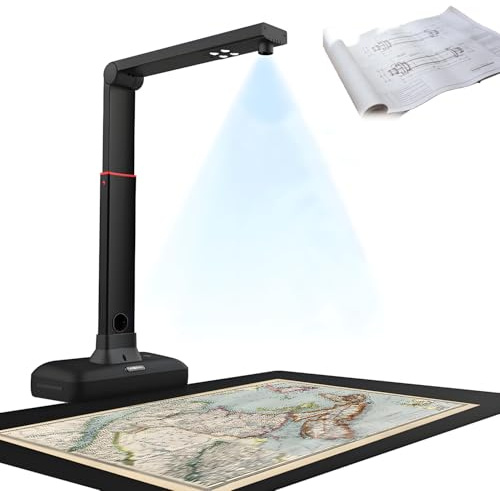 QuinteZhenTially Kommerzieller Bürodokumentenscanner,23-Mp-Großformatkamera-Scanner,A2 Overhead-Scanner,mit Led-Fülllicht & Hochauflösender Kamera,Intelligenter Erkennung,für Bücher & Dokumente