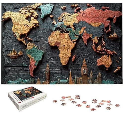 World Map Jigsaw Puzzles for Adults 5000, 5000 Piece Jigsaw Puzzles for Adults, Map Jigsaws Puzzle with Exquisite Packaging Box, Impossible Puzzle for Home Decor, Gifts for Women, Gifts for Men, -7445