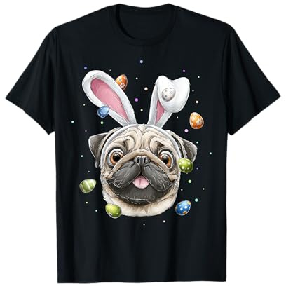 Mops Hund Osterhase Eier Hasenohren niedlich T-Shirt