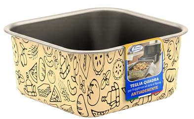 Sicignano x2 Teglie Quadrate Antiaderenti in Alluminio 18 x 18 x 7,5 cm per Forno e Friggitrice ad Aria Colore Assortito