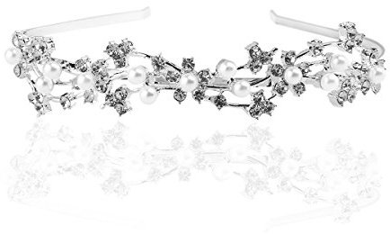 WINOMO Braut Hochzeit Perle Strass Diadem Tiara Stirnband Haarspangen Haarreifen Haar Schleife Haarreif Haarschmuck
