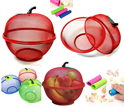SMARTSTORE Apple Shape Mesh Fresh Fruits Basket -Keep Flies & Unwanted Insects Out & Free Smartstore Peeler