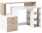 HOMCOM Mesa de Ordenador PC 137x55x92 cm Escritorio con Estantería de 3 Estantes 2 Cajones y Soporte para Impresora para Oficina Estudio Despacho Blanco y Roble