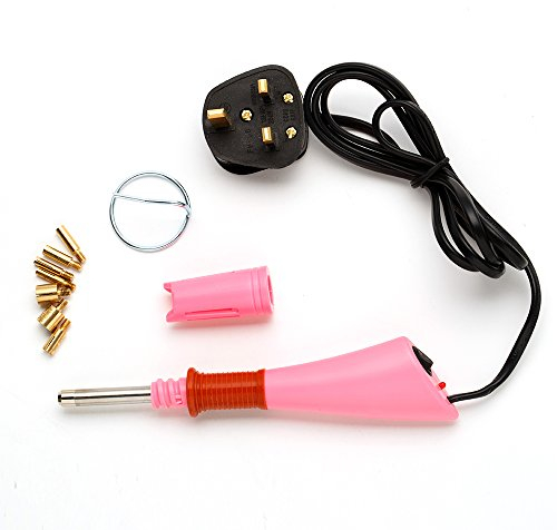 Littleduckling Hot Fix Iron-on Hotfix Applicator Wand Tool with 7 tips for Crystals Gem Rhinestones Studs Set Pink