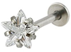 eeddoo Piercing Labret Stern Innengewinde Silber Edelstahl