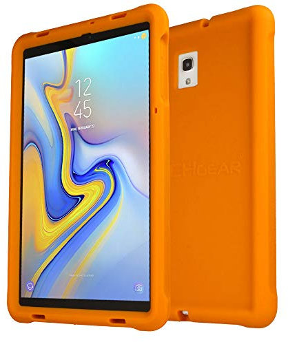TECHGEAR Coque Bumper Compatible pour Samsung Galaxy Tab A 10,5 (SM-T590) Coque de Protection Caoutchouc Résistante aux Chocs avec Bords et Coins Renforcés + Film de Protection Écran [Orange]