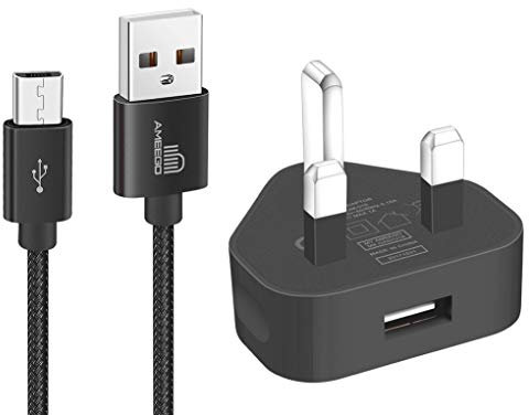 TheMax Fast Charging USB Wall Charger with Micro Cable 1m Compatible with Samsung/HTC/Nokia/PS4/X-box/Printers/Wireless/keyboards/Bluetooth Speakers and more-Black