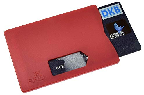 3X RFID Schutzhülle Kreditkartenhülle Stabil NFC Blocker für Ausweis, Scheckkarten, Bankkarten sicherer Schutz vor Datenklau (Rot)