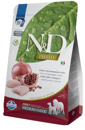 Farmina N&D Prime Adult Medium Pellets Dog Food (Dry Food Vitamins and Natural Antioxidants, Corn Free, Ingredients: Chicken and Pomegranate, Portion Size: 2.5 kg)