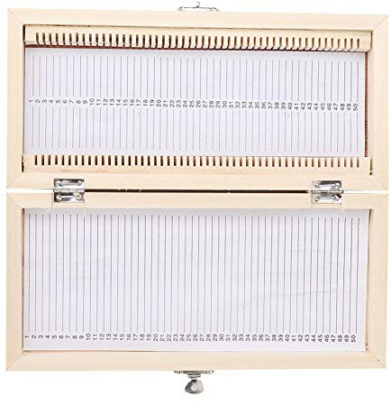 Wooden Slide Storage Box, Akozon 50PCS Biology Glass Prepared Microscope Slides Specimens Wooden Slide Storage Box Case