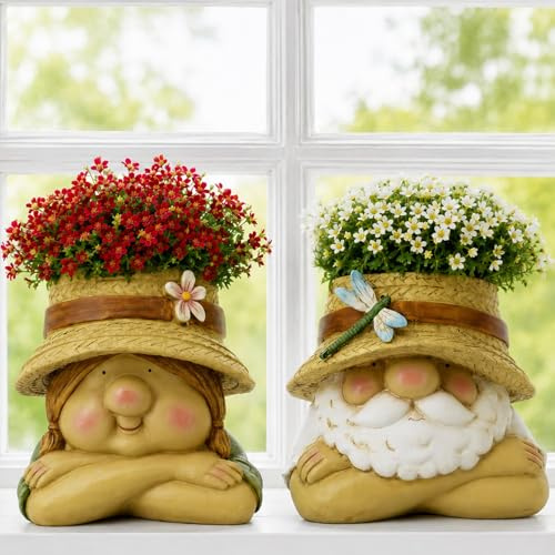 Pommerntraum ®| Blumentopf Pflanztopf Übertopf Kräutertopf Blumenvase Vase (2-er Set Frau + Mann)
