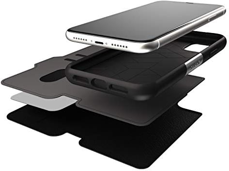 OtterBox Strada Case for iPhone 11, Shockproof, Drop proof, Premium Leather Protective Folio with Two Card Holders, 3x Tested to Military Standard, Black, No Retail Packaging