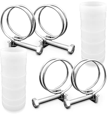 ZANPOON Doppeldraht-Schlauchschellen mit 2 Inline-Teichschlauchverbinder-Verbindungsstücken, verstellbare Schlauchschellen aus 304 Edelstahl, geeignet für Haus und Industrie (40 mm)