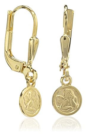 NKlaus Paar Engel Ohrhänger 333 Gelb Gold 8 Karat Schutzengel Ohrringe Brisur Verschluss 39301