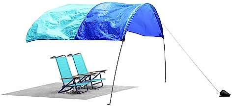 Shibumi Shade Mini, el mejor toldo de playa del mundo con silencioso toldo y ayuda de viento incluida, el Wind-Powered original proporciona 75 pies cuadrados de sombra de hasta 8''