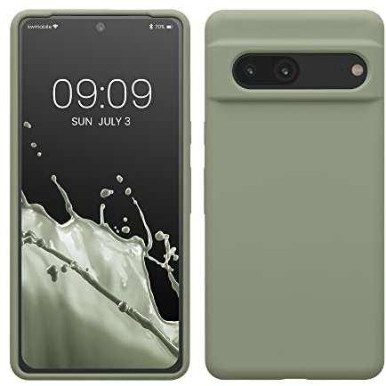 kwmobile Handyhülle für Google Pixel 7 Hülle, für Pixel 7 Case - Hülle Silikon - kabelloses Laden - Graugrün