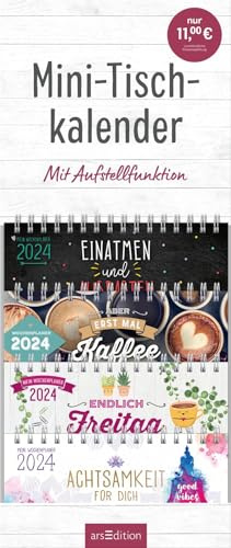 Display Mini-Tischkalender 2024: Mit 4 x 6 Ex. | Platzsparende Terminplaner mit Wochenkalendarium für Büro und Schreibtisch
