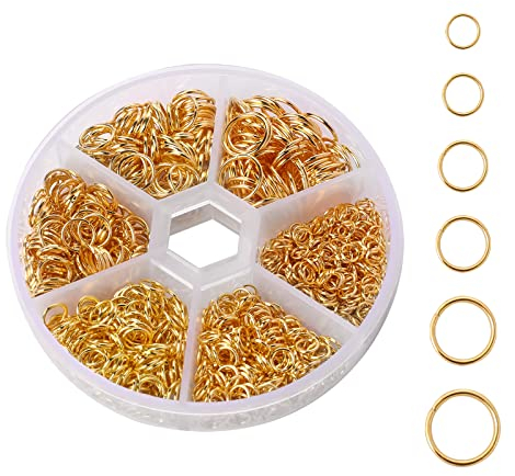 1000 Stück Schmuckherstellung Ringe Gold Sprung Ringe Schmuck Reparatur Ringe Metall Offene Ringe Schmuck DIY Findings für Halskette Ohrringe Armbänder 4mm 5mm 6mm 8mm 9mm 10mm