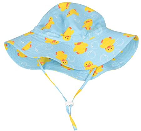 Hohopeti Kinder Sonnenhut Cartoon Ente Atmungsaktiver Fischerhut mit Großer Krempe Verstellbar 52cm Sonnenschutz Hut für Jungen und Mädchen Outdoor