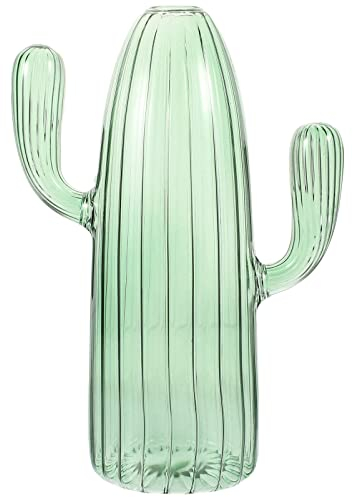 Yardwe Vase De Cactus Vase en Verre Transparent Vases pour Fleurs Vase Unique pour Décor De Centres De Table De Bureau À Domicile (4. 9 X 0. 9 Pouces Vert)