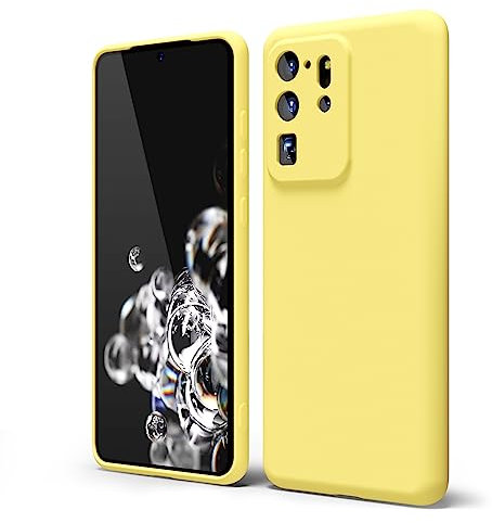oakxco für Samsung Galaxy S20 Ultra Hülle Silikon Case mit Kameraschutz, Ultra Dünn Bunt Handyhülle Mädchen, Einfarbig Handy Hülle Slim Schutzhülle, Matt TPU Weich Gummi Silikonhülle Bumper, Gelb