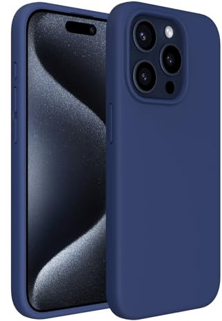 ACRONIX Compatible With iPhone 15 Pro 6.1 Silky-Soft Touch Liquid Silicone Case - Shockproof Rubber Comprehensive Protection Cover - Midnight Blue