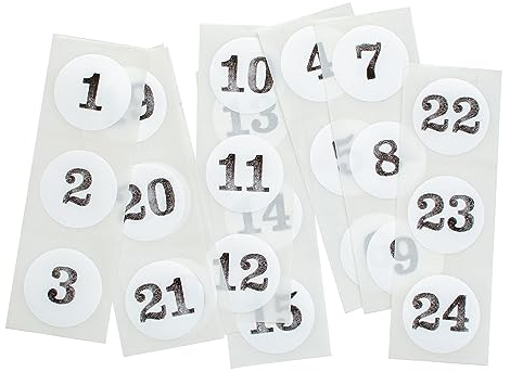 Mimi und Anton 24 Adventskalender Zahlen Aufkleber | Adventskalenderzahlen zum Aufkleben, Stempel Zahlen Adventskalenderaufkleber in Hygge Scandi Nordic Stil
