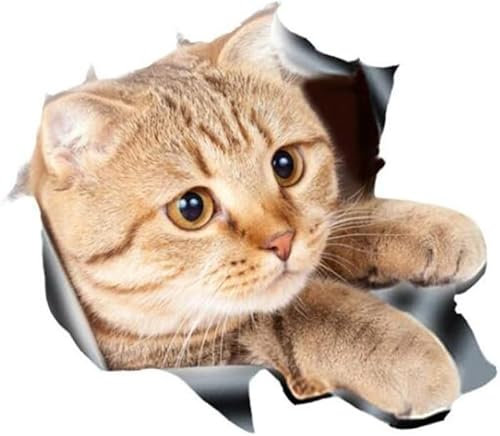 1Pc Realistic 3D Cat Car Sticker,Animal Funny Stickers Rear Window Stickers Waterproof Bonnet Sticker Car Decoration Styling Sticker Personalised Decoration for Car Window Bumper, Sticker