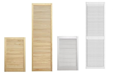 Wooden Louvered Door - Front Cabinet Door - Natural Clear or White - Pine Wood - Cupboard Wardrobe Slatted Doors -D.I.Y (White, 1700x494mm)