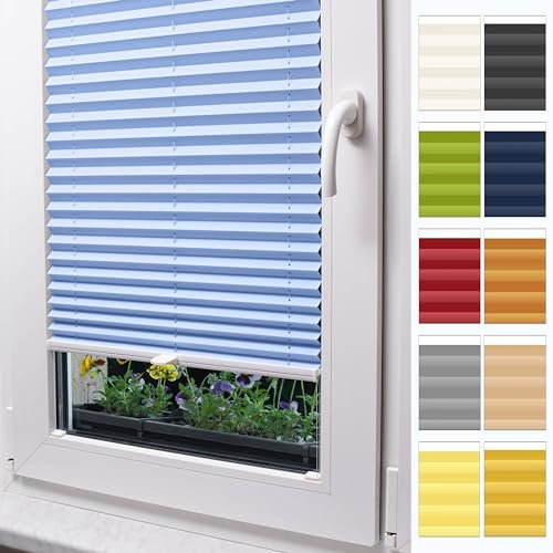 Plissee Blickdicht Mit Bohren NACH MAß von Stuza -für Fenster & Balkontür (Höhe von 150 cm bis 230 cm)