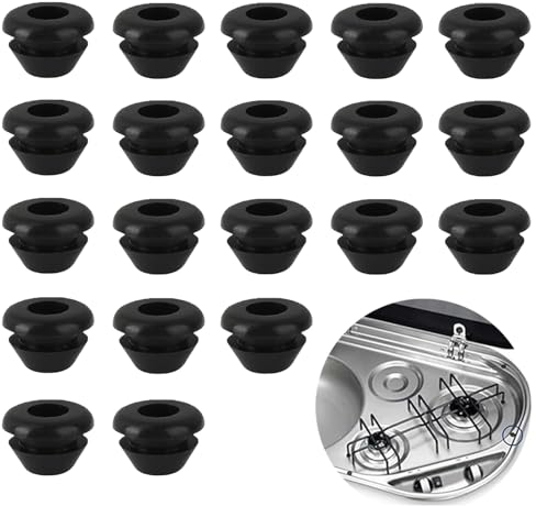 20 Piedini in Gomma per Fornelli da Camper, Gommini per Supporti per Pentole, Guide in Gomma di Protezione Passacavo Gomma Resistente a Calore Compatibili con Aste da 5 mm di Dometic Smev e Thetford