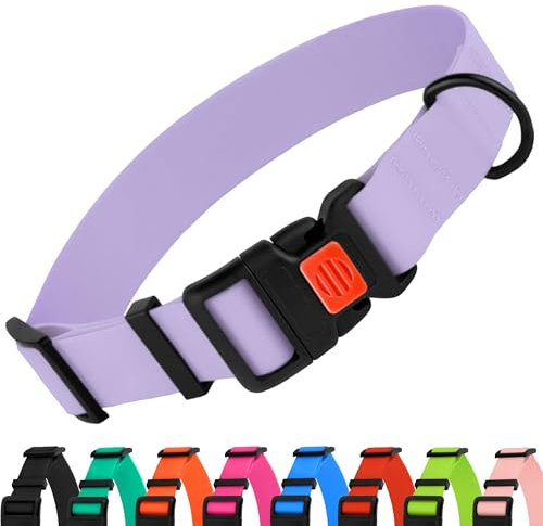 CollarDirect Wasserdichtes Hundehalsband Verstellbar – Silikon & Kunststoff, Geruchsresistent, Leicht zu Reinigen, Sicherheitsverschluss – für kleine, mittlere & große Hunde (Lila, L (35-45 cm))