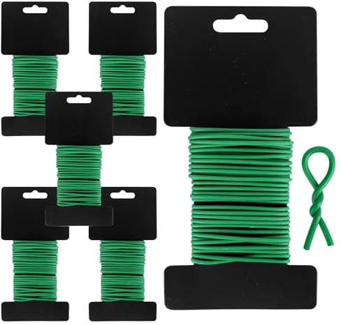 6 fili da giardino, Ø 2,5 mm, 5 m, filo gommato, per il giardino, per fissare e sostenere pomodori, fiori (verde)