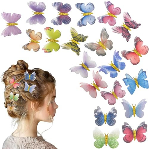 Set 20 Farfalle Mollette per Capelli, Clip Glitterate a Farfalla a Scatto, Fermagli per Capelli Donna, Fiocco Capelli Neonata, Clip Capelli Accessori per Donne, Bambine e Adolescenti.