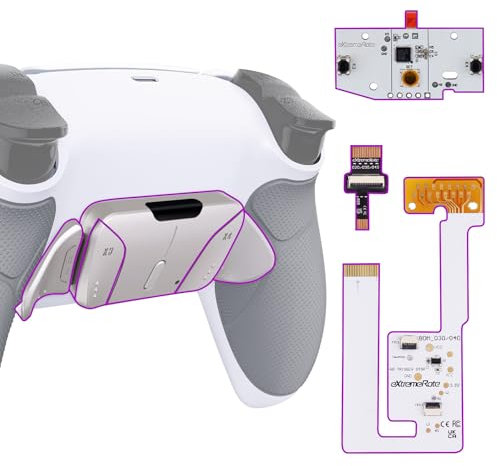 eXtremeRate Real Metal Buttons (RMB) Programable RISE4 V3 Remap Kit para ps5 Mando BDM-030/040/050 Actualización Board & Carcasa Trasera & 4 Palancas Botones Traseros para ps5 Control(Blanco Plata)