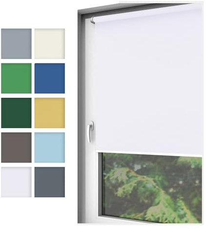 Home-Vision® Rollo Klemmfix, ohne Bohren, Fensterrollo mit Seitenzug, einfache Montage ohne Werkzeug, Moderne Fensterdeko(Nebbia Weiß, B40cm x H220cm)