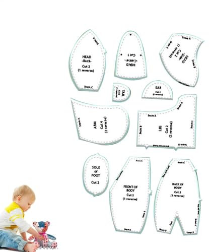 Bär Schnittmuster – Muster Nähen Bär Vorlage Lineal Set | Acryl Bär Vorlage Lineal Kit mit Anleitung | Nähen Quilten Bär Muster Weihnachten