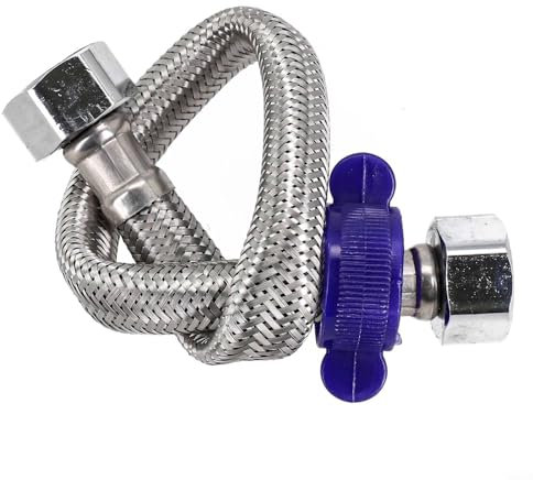 Long tuyau de douche en acier inoxydable à large alésage haute pression étanche en acier inoxydable flexible tressé pour plomberie et cuisine (50 cm)