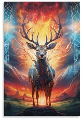 DNAVSOETR Elch Wandbild Leinwand Gemälde Wand-DekoRatteteionen Wandposter Kunstdruck Für Bauernhaus Schlafzimmer Wohnzimmer Dekor 08x12inch(20x30cm)